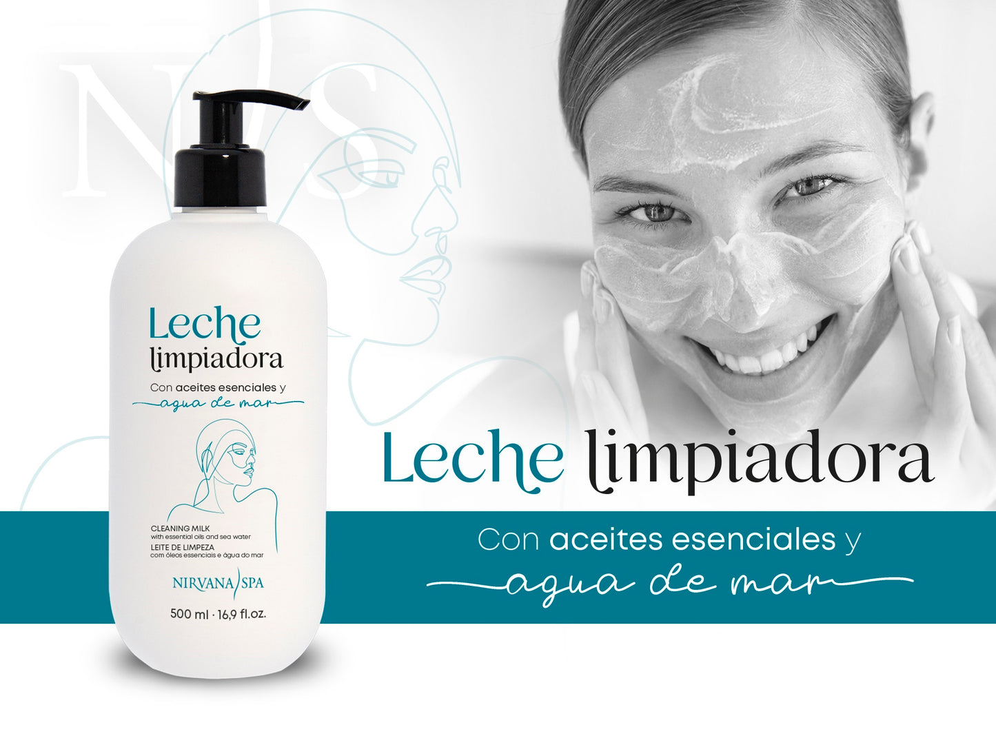 Leche de limpieza con agua de mar 500ml Nirvana Spa  UnicornioH Cosméticos